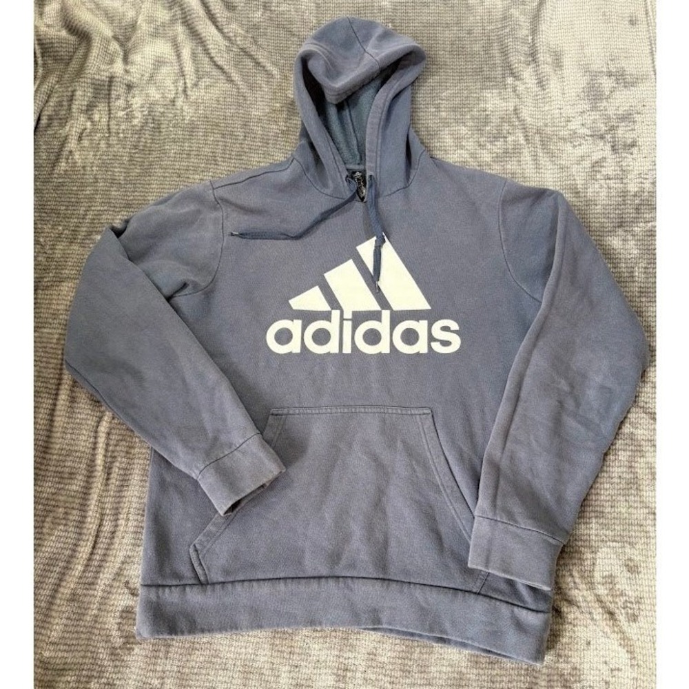 Adidas Golf Mens Hoodie Blue Fleece Pullover Logo Sweatshirt Size Medium